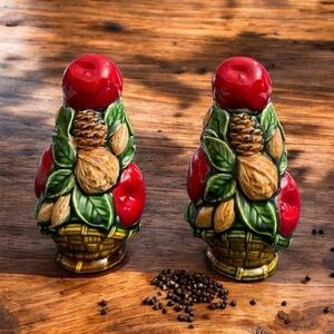 Vintage Holiday Inarco Japan Fruit Apple Nut Salt and Pepper Shakers 1960’s